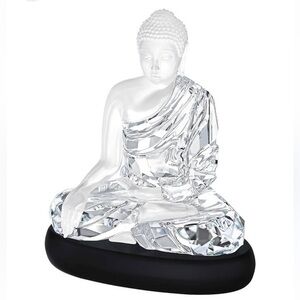 Crystal Buddha Figurine in White and Silver Swarovski